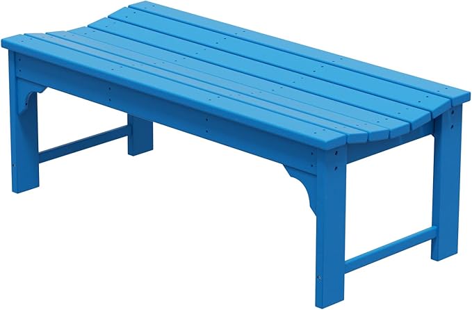WestinTrends Malibu Outdoor Bench, All Weather Resistant Poly Lumber Backless Patio Garden Bench, Adirondack Curved Bench Seat for Comfort, Pacific Blue