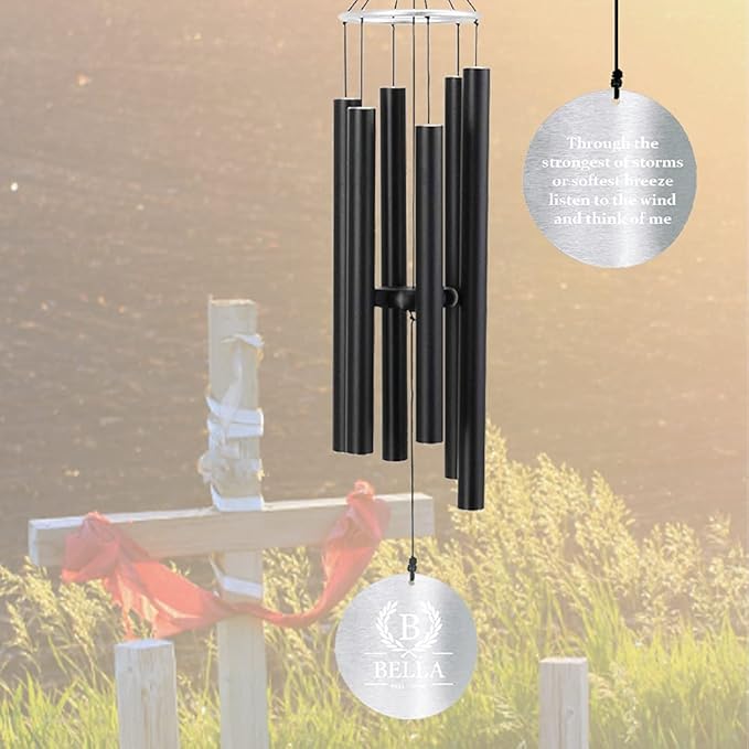 Personalized 36" Bereavement Wind Chimes for Outside, Memorial Gift in Remembrance of a Loved One, Sympathy Gift for Loss of Mother Father Husband, Garden Patio Decor