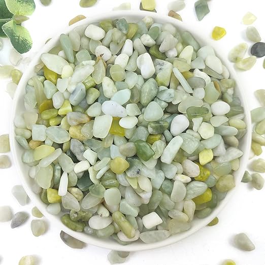 2LB Succulent and Cactus Jade Pebbles, 3/8 Inch Natural Decorative Polished Stones, River Rocks for Indoor Plants, Vases, Planters and Outdoor Gardening