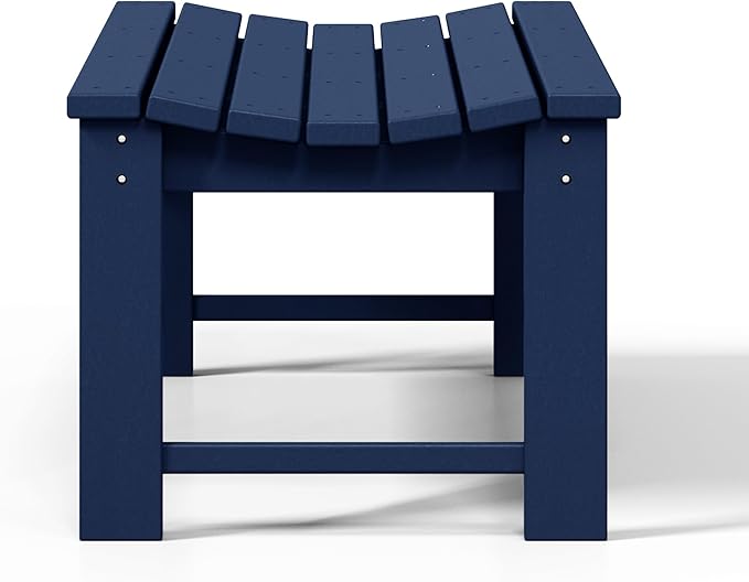 WestinTrends Malibu Outdoor Bench, All Weather Resistant Poly Lumber Backless Patio Garden Bench, Adirondack Curved Bench Seat for Comfort, Navy Blue