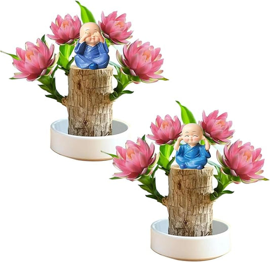 Brazilian Lucky Wood Kit with Monk, Grow Your Own Luck,Easy to Maintain Mini Brazil Woods for Indoor/Outdoor, Bedroom, Kitchen, Office Desk, Garden and Other Decorations (5B)