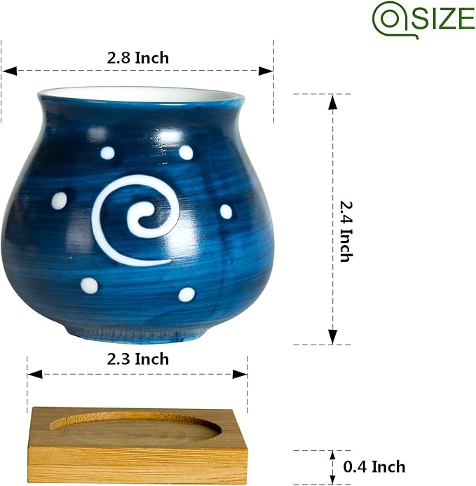 Cute Succulent Pots with Drainage Bamboo Tray - 3" Succulent Planters with Drainage Hole Ceramic Planter Tiny Pots for Indoor Small Plants, Small pots for Succulents Cactus Container Set of 6