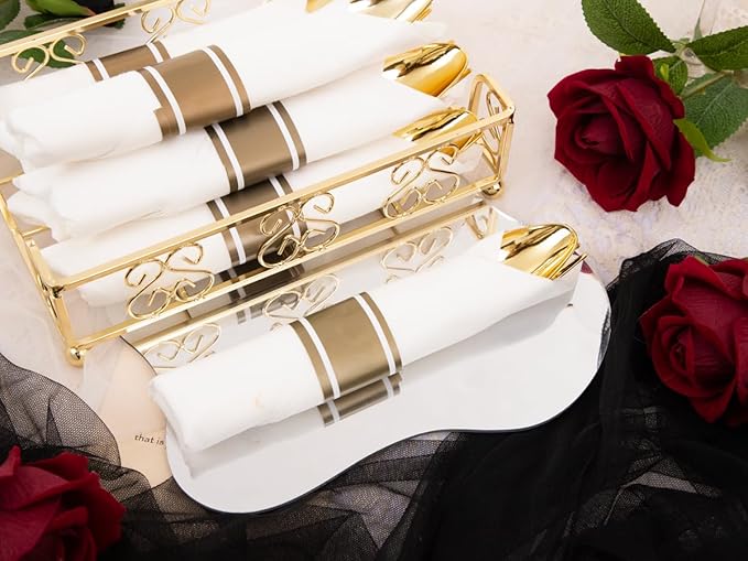 Hioasis 210pcs Black and Gold Plastic Plates - Disposable Dinnerware Set Suitable for 30 Guests Include 10.25" Dinner & 7.5" Dessert Plates, Pre Rolled Silverware Set, Cups for Party & Halloween