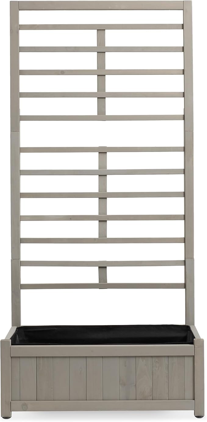 Casafield Set of Two Wooden Climbing Planter Boxes - Raised Garden Beds with Trellis Plant Stand for Outdoor