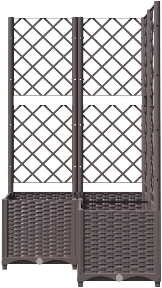 Garden Planter with Trellis, Outdoor Raised Garden Bed for Climbing Plants, Brown 31.5"x31.5"x53.5" PP