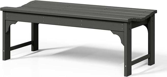 WestinTrends Malibu Outdoor Bench, All Weather Resistant Poly Lumber Backless Patio Garden Bench, Adirondack Curved Bench Seat for Comfort, Gray