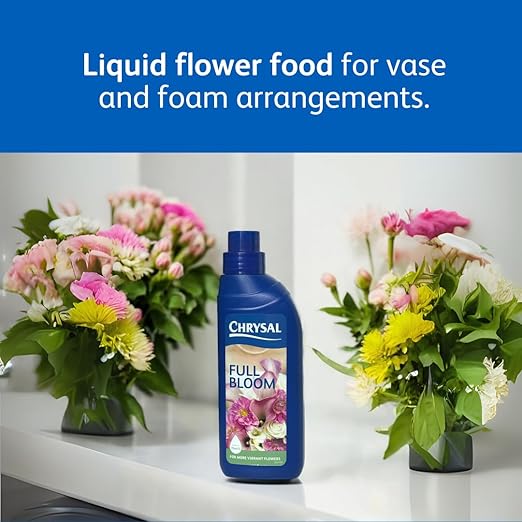 Chrysal Full Bloom Liquid Flower Food - Clear, Concentrated Formula for Flower Arrangements & Bouquets - Mix with Water - Ideal Florist Supplies & at-Home Use - 500mL Bottle (1 Pack)