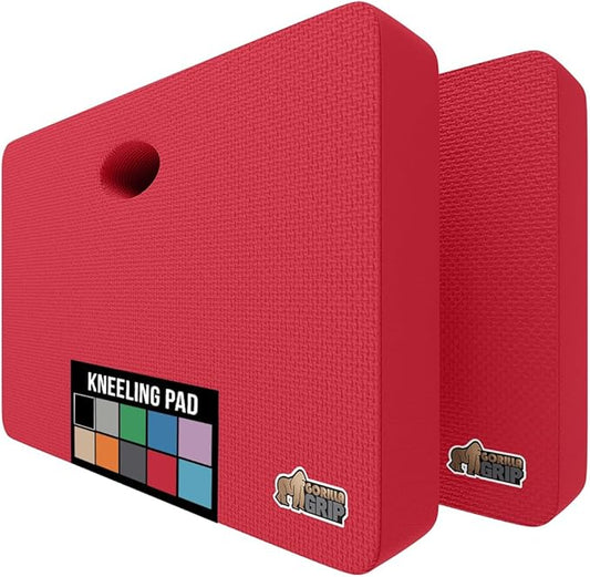 GORILLA GRIP Extra Thick Patent Pending Garden Kneeling Pad, 17.5 x 11 Inch Supportive Soft Foam Knee Cushioning for Gardening, Water Resistant, Bathing Baby, Working Supplies Lightweight, 2 Pack Red