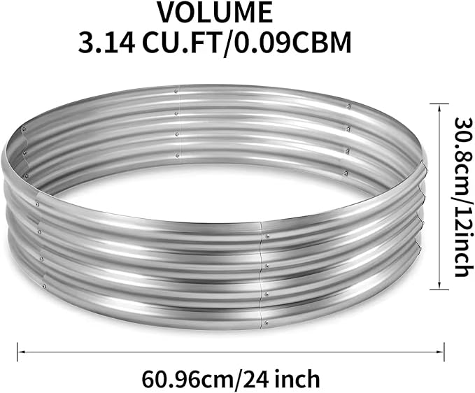 Land Guard Galvanized Raised Garden Bed Kit, Galvanized Planter Raised Garden Boxes Outdoor, Round Large Metal Raised Garden Beds for Vegetables ……