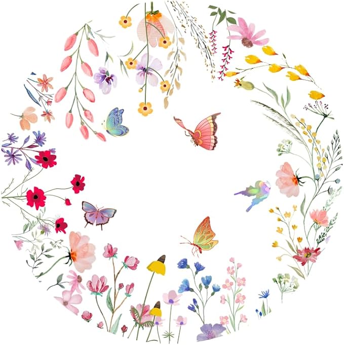 96PCS Wildflower Plates and Napkins Spring Floral Birthday Baby Shower Wedding Tableware Set Summer Floral Party Table Decorations Favors Serves 24 Guests