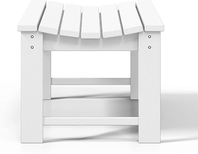 WestinTrends Malibu Outdoor Bench, All Weather Resistant Poly Lumber Backless Patio Garden Bench, Adirondack Curved Bench Seat for Comfort, White