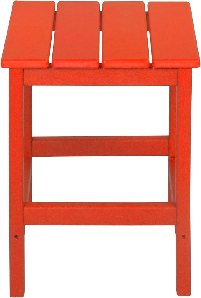 WO Home Furniture Adirondack Chair Table Set of 2 PCS Outdoor Folding Chair w Side Table Weather/UV Resistant for Lawn, Garden, Bon Fire, Balcony (Red)