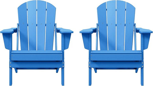 Westin Outdoors Laguna WO Home Furniture Adirondack Chair 2 PCS Set Outdoor Folding Patio Chair for Bon Fire Pit Garden Lawn Backyard Lounging Relaxing (Pacific Blue)