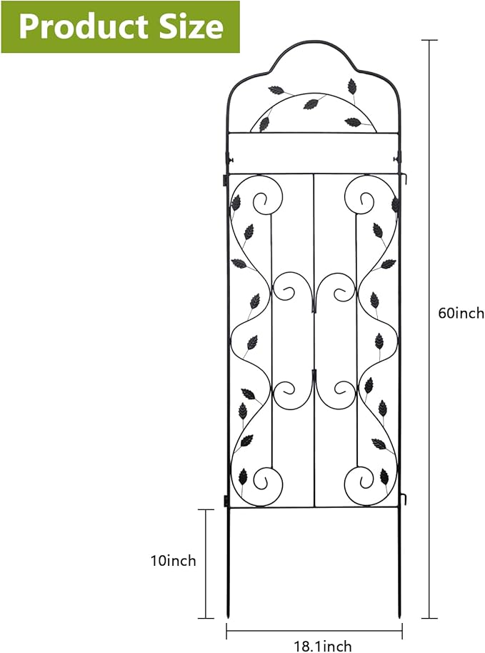hogardeck Metal 60 * 18in Garden Trellis 2-Packs for Climbing Plants Flowers Vegetables Planting Arched Outdoor Decoration for Courtyards Lawns Gardens