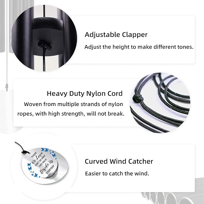 Personalized 36" Bereavement Wind Chimes for Outside, Memorial Gift in Remembrance of a Loved One, Sympathy Gift for Loss of Mother Father Husband, Garden Patio Decor