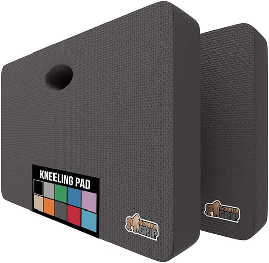 GORILLA GRIP Extra Thick Patent Pending Garden Kneeling Pad, 17.5 x 11 Inch Supportive Soft Foam Knee Cushioning Gardening, Water Resistant, Bathing Baby, Working Supplies, Lightweight 2 Pack Charcoal