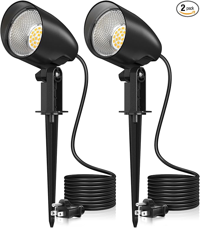 20W Outdoor LED Landscape Lighting Spot Lights Outdoor 1880LM IP66 Waterproof Landscape Lights for Pathway Patio Yard Lawn Decorative 120V US 3-Plug 2 Packs