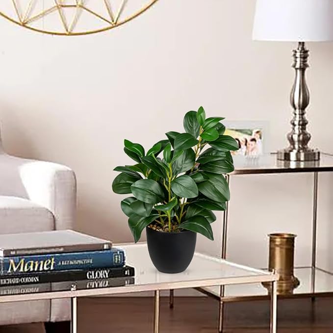 Briful Artificial Plants Mini Camellia Potted Fake Plants Small Faux Plastic Plants Desk Plant Artificial Flowers with Vase for Home Office Desk Kitchen Garden Indoor Decor