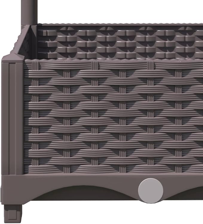 Garden Planter Box with Trellis, Outdoor Raised Garden Bed for Climbing Plants, Brown 47.2"x47.2"x47.8" PP