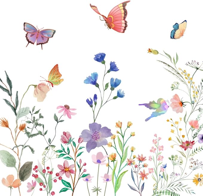 96PCS Wildflower Plates and Napkins Spring Floral Birthday Baby Shower Wedding Tableware Set Summer Floral Party Table Decorations Favors Serves 24 Guests