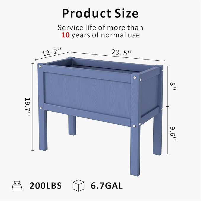 Raised Garden Bed with Drainage Hole Waterproof HDPE Elevated Planter Box with Legs Stable and Durable to Plant Herb Vegetable Flower,Patio,Balcony Outdoors/Indoors Navy