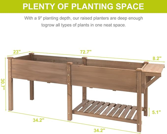 Raised Garden Bed with Legs Outdoor, Elevated Garden Box with Legs, Large Storage Shelf for Vegetable, Flower, Herb, Easy to Assemble，81x23x31 in