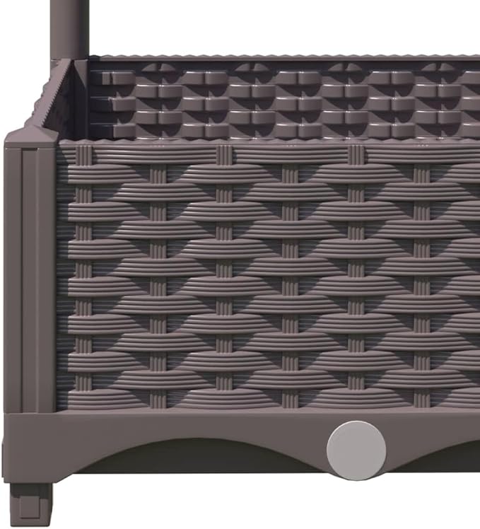Garden Planter with Trellis, Outdoor Raised Garden Bed for Climbing Plants, Brown 31.5"x15.7"x47.8" PP