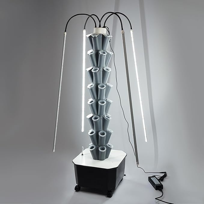 Hydroponic Growing Tower System Kit, 40-Plant Vertical Hydroponics Garden Tower with LED Grow Light, for Outdoor Indoor Herbs Fruits Vegetables Smart Garden Planter Kit