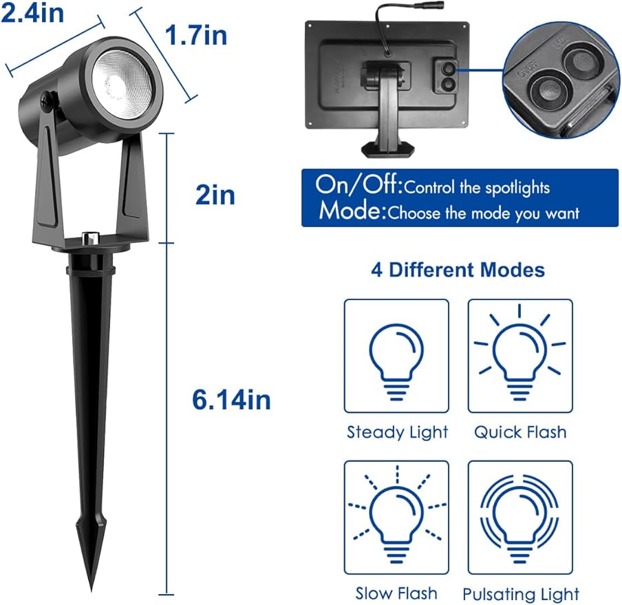 ZYAN Solar Landscape Spotlights Outdoor Waterproof IP65, LED Solar Powered Garden Yard LED Spot Lights for Outside Plant, Tree, Pathway, Auto On/Off Wall Lights for Walkway, Patio, Lawn-8 Pack