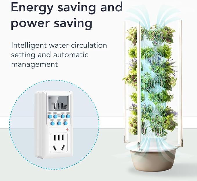 Flora Indoor Hydroponic Garden Tower with LED Grow Lights - Self-Watering Hydroponics System with Pump, Adapter, and Net Pots for Growing Herbs & Vegetables