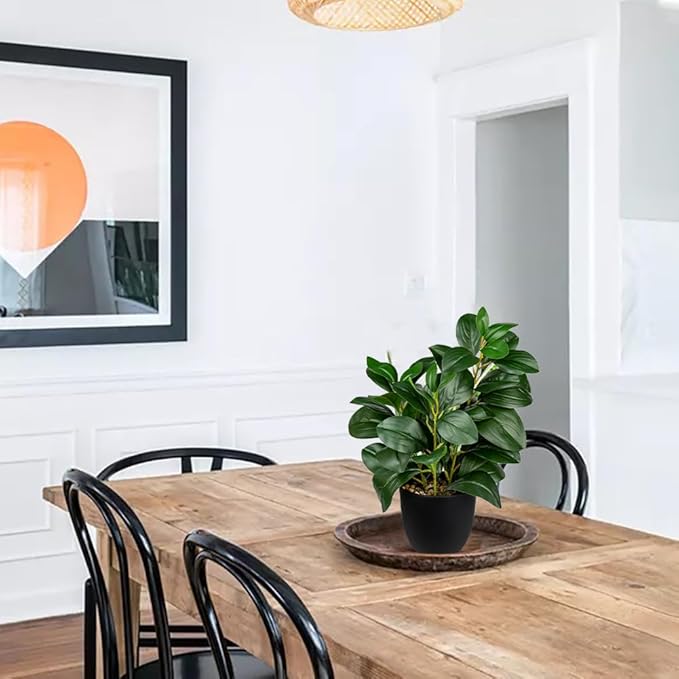 Briful Artificial Plants Mini Camellia Potted Fake Plants Small Faux Plastic Plants Desk Plant Artificial Flowers with Vase for Home Office Desk Kitchen Garden Indoor Decor