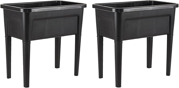 2 Pcs Plastic Raised Garden Beds with Legs，16 Gallon Outdoor Elevated Garden Planter Box，Perfect for Flowers, Vegetables, and Herbs
