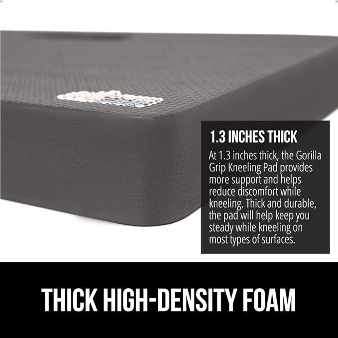GORILLA GRIP Extra Thick Patent Pending Garden Kneeling Pad, 17.5 x 11 Inch Supportive Soft Foam Knee Cushioning Gardening, Water Resistant, Bathing Baby, Working Supplies, Lightweight 2 Pack Charcoal