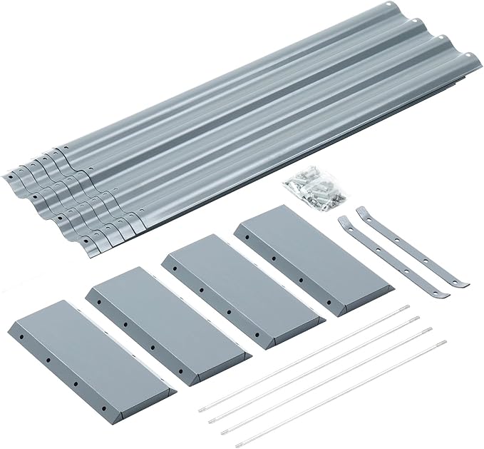 Land Guard 8×4×1ft Galvanized Raised Garden Bed Kit for Vegetables, Galvanized Large Metal Planter Raised Garden Boxes Outdoor(Modern Grey)……