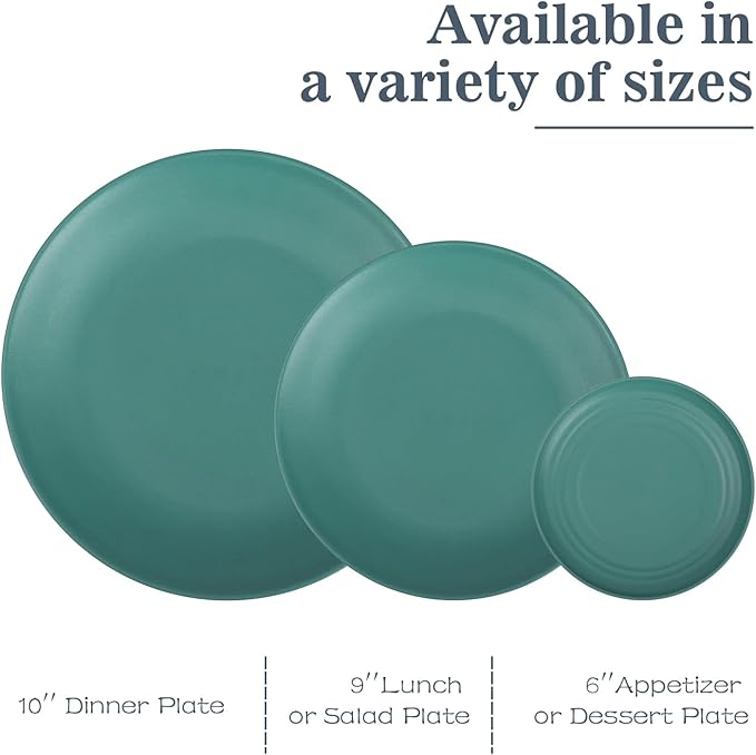 Dinnerware Sets 40 PCS Wheat Straw Plates and Bowls Sets With Cups | Service for 8 | Alternatives to Plastic Dinnerware Set Microwave Safe Dishese Set for RV Outdoor Activities Travel - Green