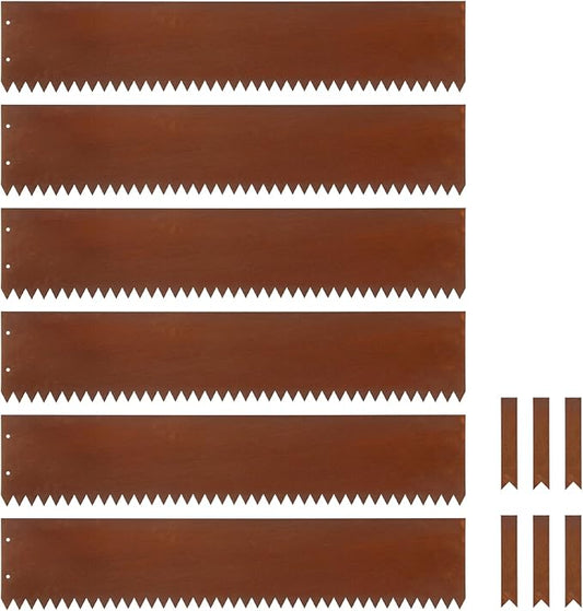 Dyna-Living 40 x 8 Inch Steel Landscape Edging 6 Pack Metal Edging for Landscaping Garden Edging Border, 20FT Total Pre-Rusted Border Metal Landscape Edging with Clips for Lawn, Garden, Yard
