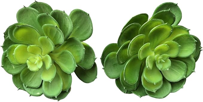 2Pcs Artificial Succulent Plants, Lotus Flower Realistic Fake Succulents, Fake Plant for Garden Arrangement Decor, Green