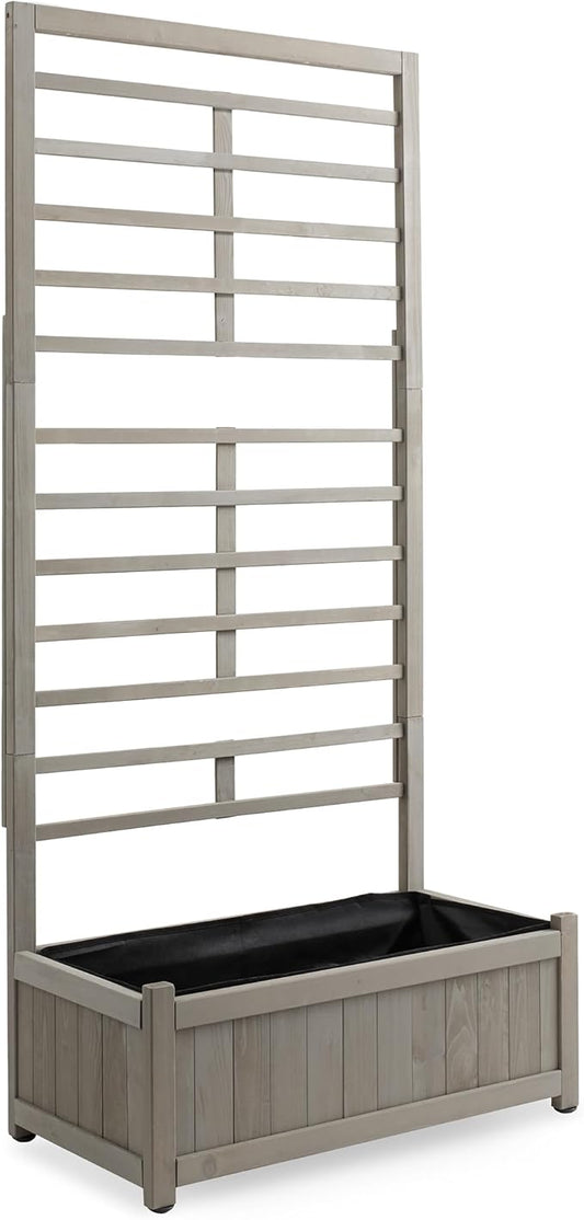Casafield Wooden Climbing Planter Box - Raised Garden Bed with Trellis Plant Stand for Outdoor