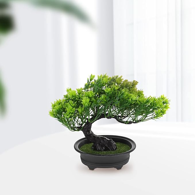 Hemoton Artificial Bonsai Tree Artificial Pine Tree Christmas Party Decoration Bonsai Home Décor Fake Plants for Wall Farmhouse Room Décor 12.59x9.44 Green Fake Bonsai Fake Tree