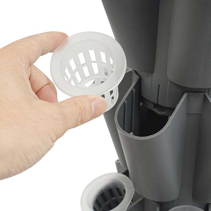 Hydroponics Growing Tower w/LED Light,8 Tiers 40-Hole Vertical Planter Tower,Smart Garden Growing System Kit for Fruits Vegetables Herbs (Grey)