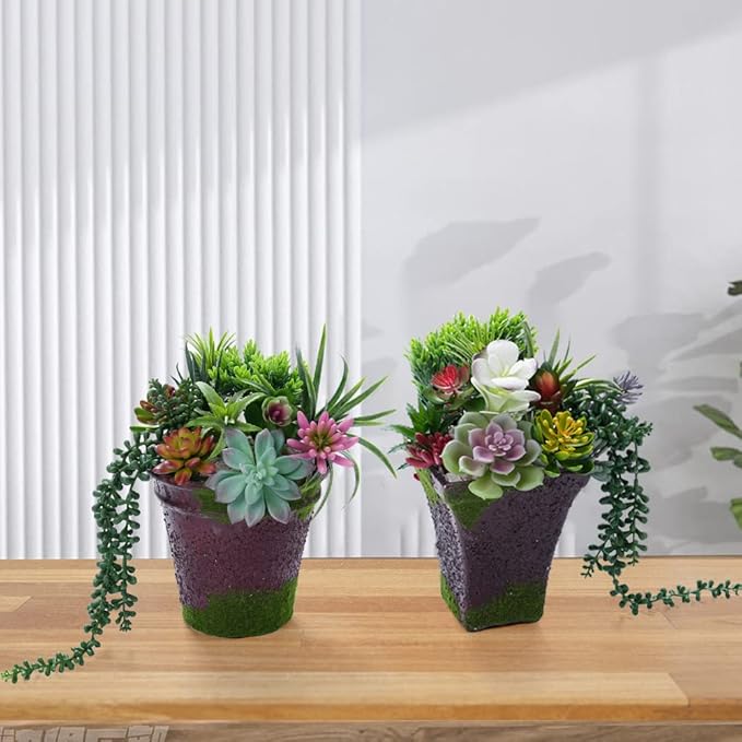 24 Pack Artificial Succulents Unpotted Succulents Plants Artificial Fake Succulents Hanging String of Pearls Small Aloe Cactus Plants for Indoor and Outdoor Home Office Garden Decoration