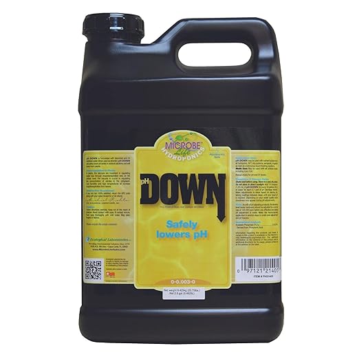 Microbe Life Hydroponics pH Down pH Control Liquid, Premium Buffering for pH Stability, Decreases pH Levels, Use with Any Feeding Systems Including Hydroponics or Soil, 2.5 Gallons