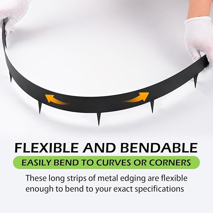 Garden 5PCS Steel Landscape Lawn Edging - 40" L x 7" H (16.7ft Total) Galvanized Steel Landscape Lawn Edging Dentoid Bendable Metal Strips - in Edging Border w/ 6 Clips - Yard Pathway Divider