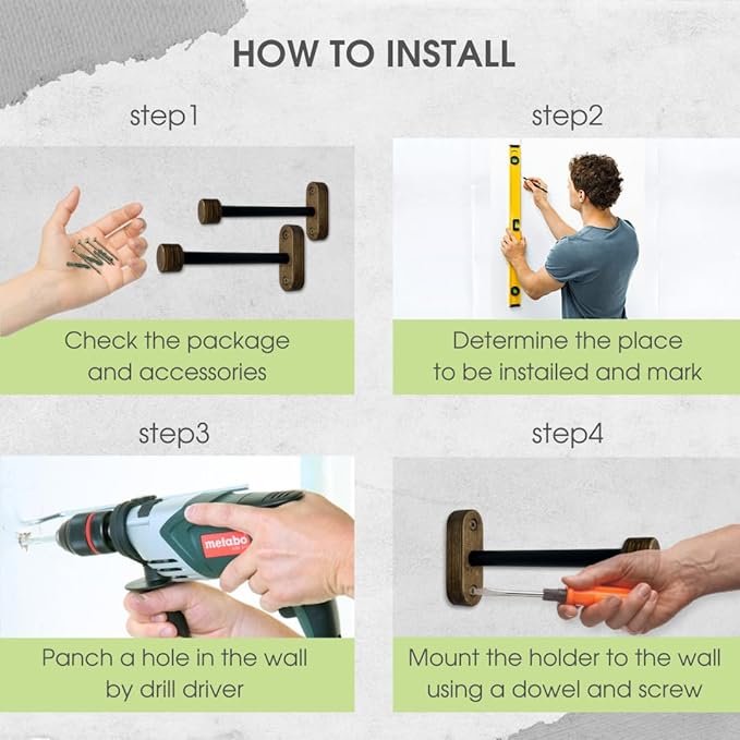 EvenWood 2-Piece Set of Wooden Plant Hooks for Wall with Sturdy Metal Tube - Plant Wall Hanger for Pots, Flower Brackets - Bracket Plant Hanger for Indoor and Outdoor Decorations (Walnut, 10 Inch)