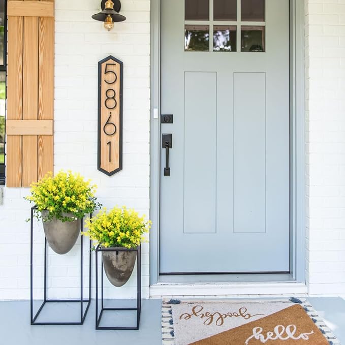 RECUTMS Spring Greenery 10 Bundles Artificial Fake Flowers, Artificial Boxwood Plants,Faux Outdoor Plastic Plants UV Resistant Shrubs Fake Outdoor Plants Outside Indoor Decorations(Yellow)