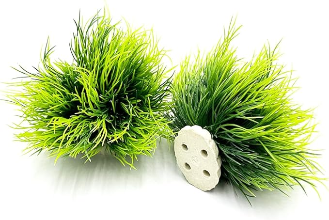 Smoothedo-Pets Aquarium Plants Fish Tank Decorations 2pcs Small Size/3.5inch Ornament Plastic Artificial Plant Goldfish Waterscape Fish Hides Mini Grass Set (2pcs/Green)