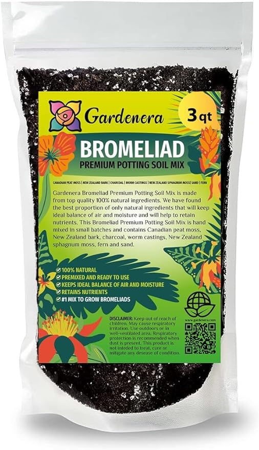 GARDENERA Bromeliad Soil - Ideal Blend for Thriving and Healthy Bromeliads - 3 QUARTS