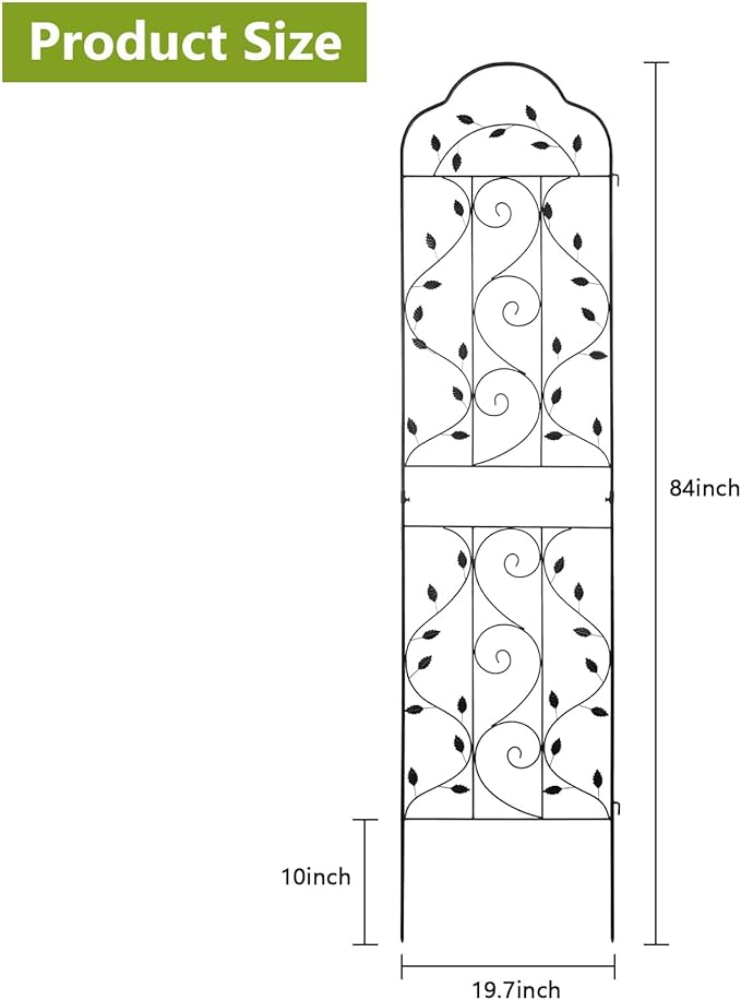 hogardeck 4 Packs 84 * 19 inch Metal Garden Trellis for Climbing Plants Outdoor,Heavy Duty,Black Coating Rustproof Trellis for Rose, Vegetable, Flowers, Expandable,Perfect for Training Climbing Plants