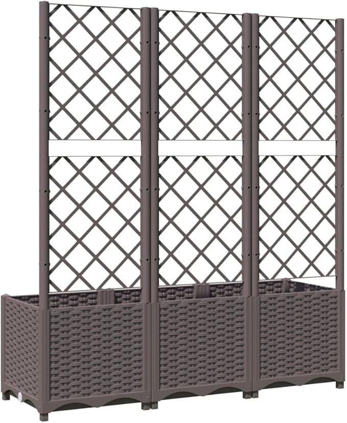Garden Planter with Trellis, Trellis with Planter Box, Outdoor Raised Garden Bed for Climbing Plants, Raised Garden Bed Garden Planter Box, Brown 47.2"x15.7"x53.5" PP