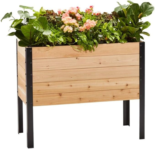 EARTH ELEVATED 100% Canadian Cedar Wood Elevated Garden Bed for Gardening - Planter Pot to Grow Herbs Flowers, and Vegetables at Home Indoor and Outdoor Patio Balcony Deck - 18” x 36” x 30”
